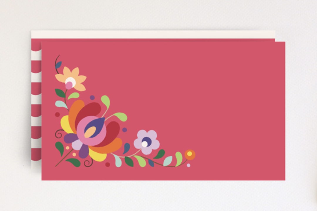 "Botanical Banner Place Card" - Stationery in Magenta by Amber Barkley - Front