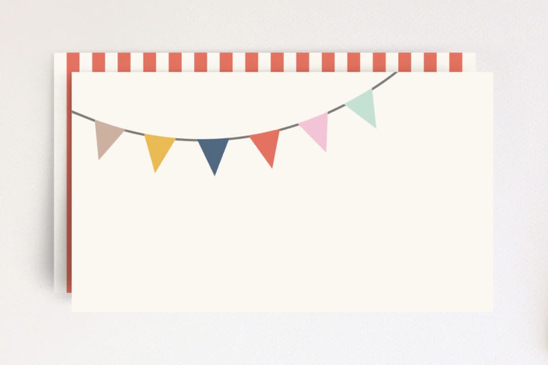 "Circus Bunting Place Card" - Stationery in Navy by Amber Barkley - Front