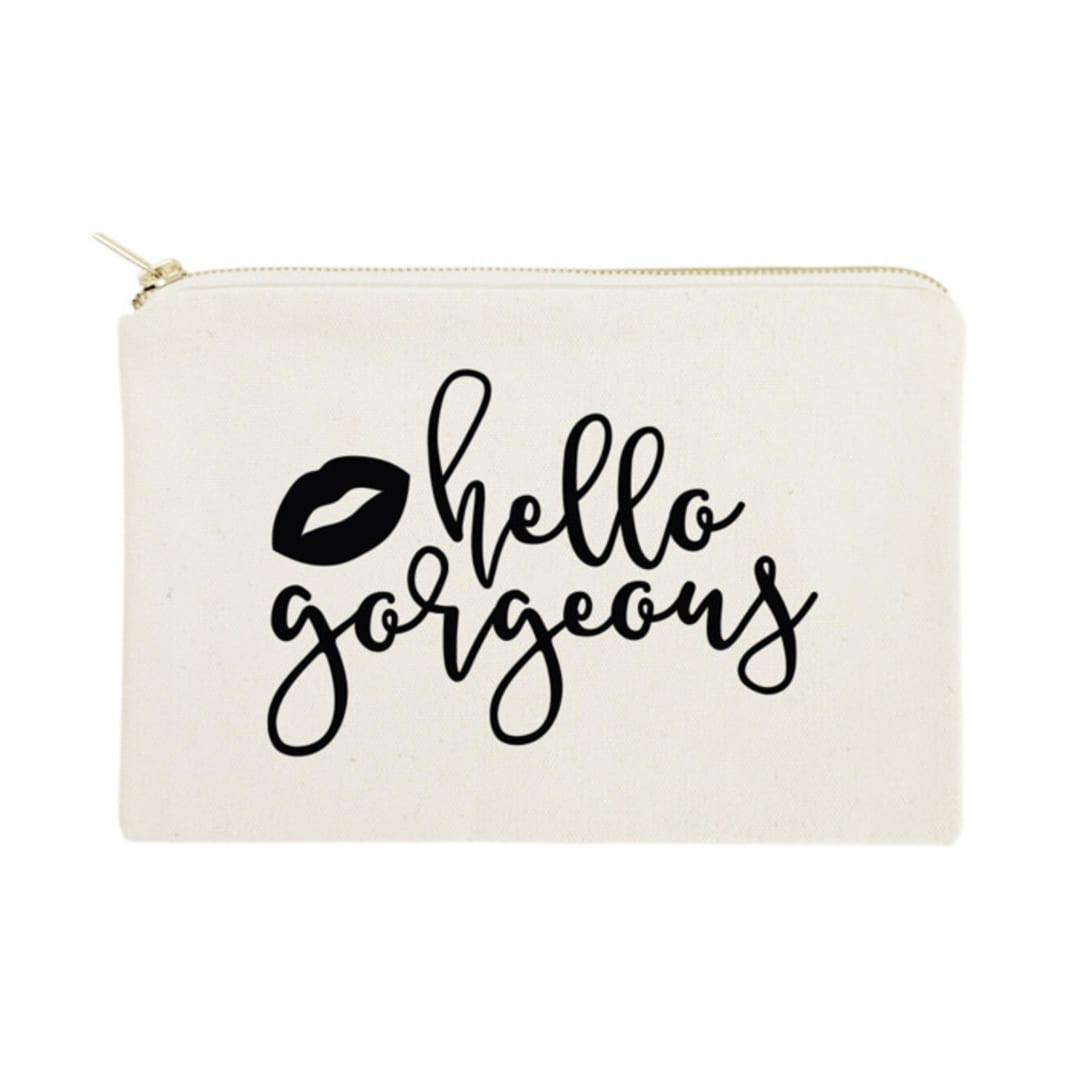 Hello Gorgeous Cotton Canvas Cosmetic Bag
