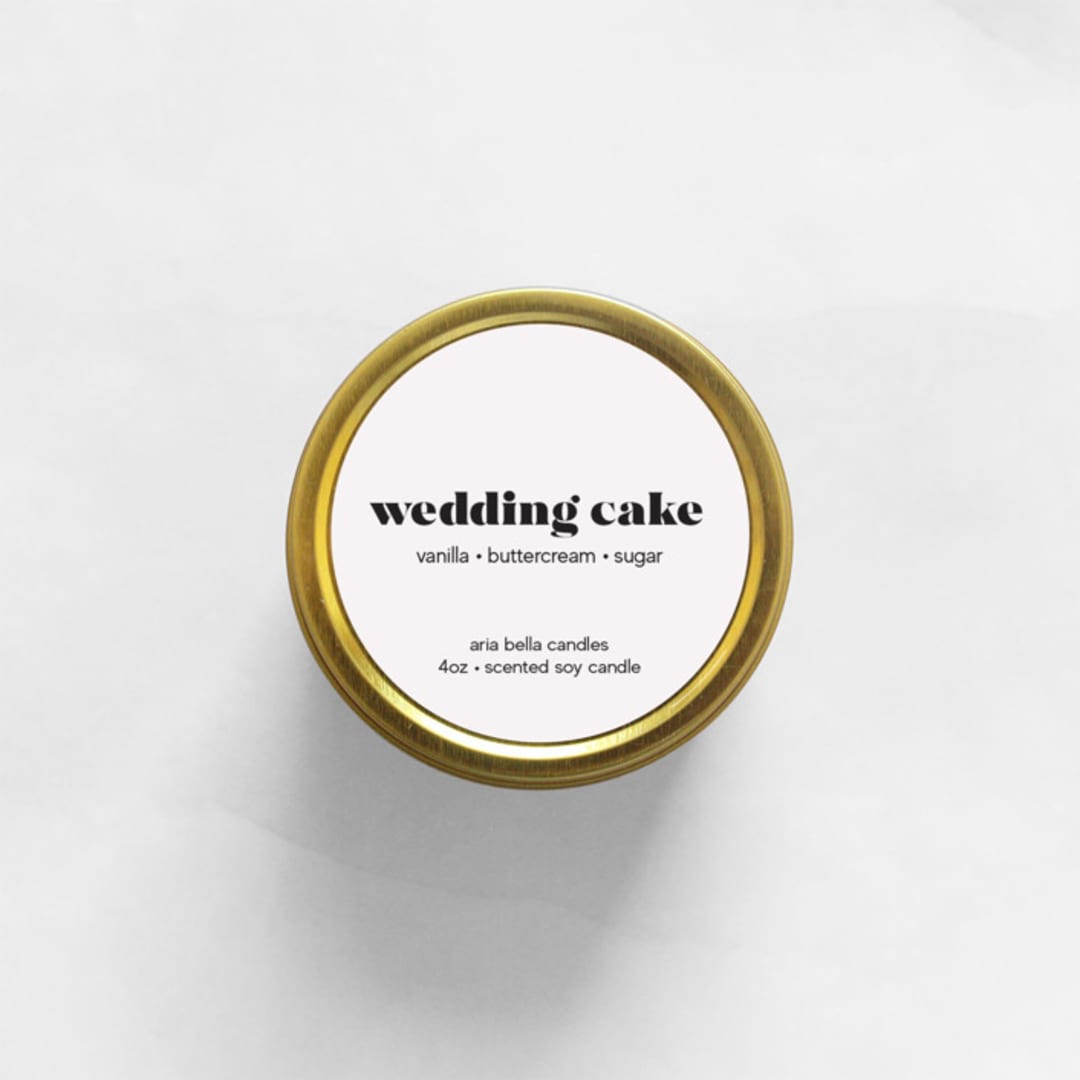 Wedding Cake Soy Candle | Gold Travel Tin