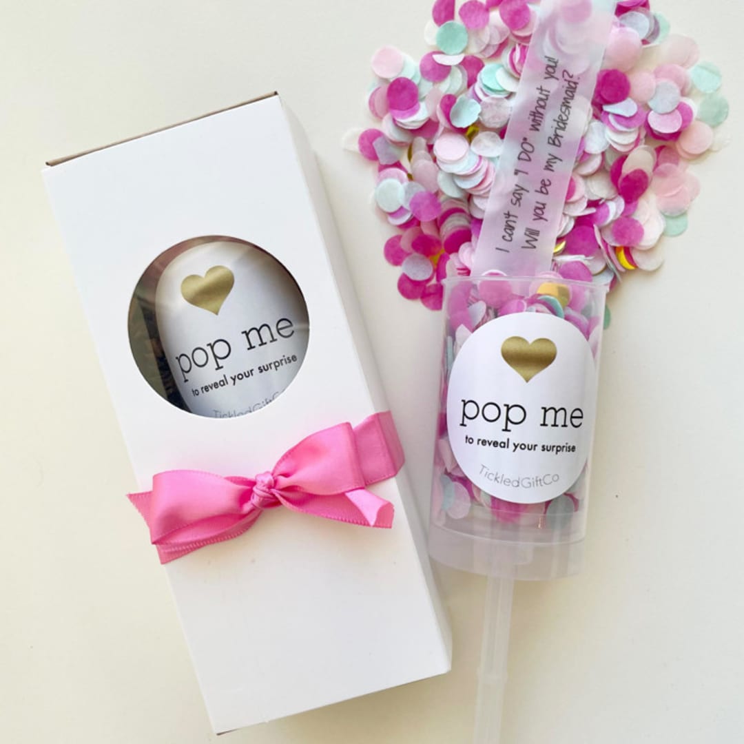 Bridesmaid Confetti Popper Proposal - Aqua Pink