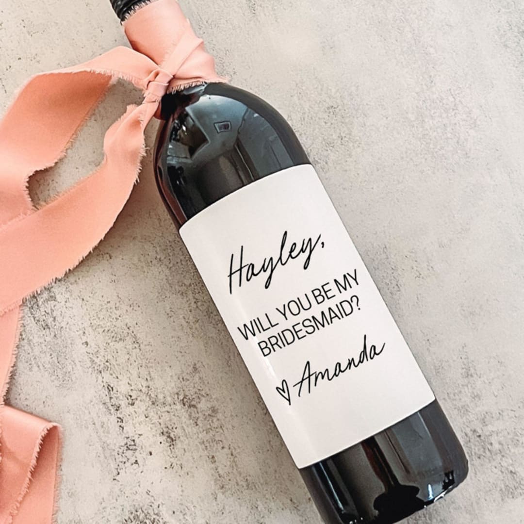 "Personalized Bridesmaid Gift Wine Label" - Bridesmaid Gifts in black by The Pretty Little Mess