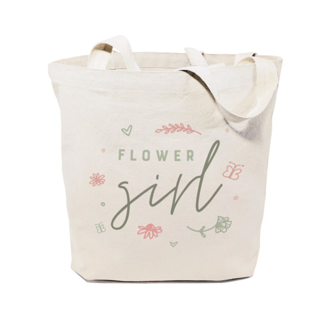 Floral Flower Girl Wedding Cotton Canvas Tote Bag