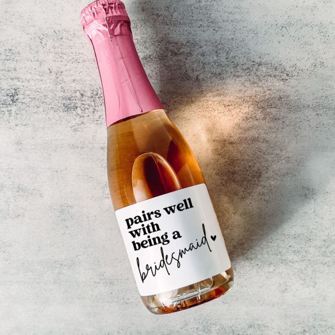 "Bridesmaid Gift Wine Label | Pairs well with being a Bridesmaid" - Bridesmaid Gifts in white by The Pretty Little Mess