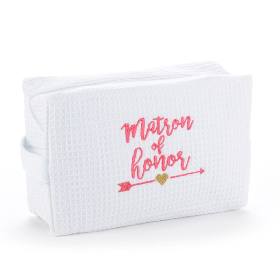 Matron of Honor White and Pink Cosmetic Bag