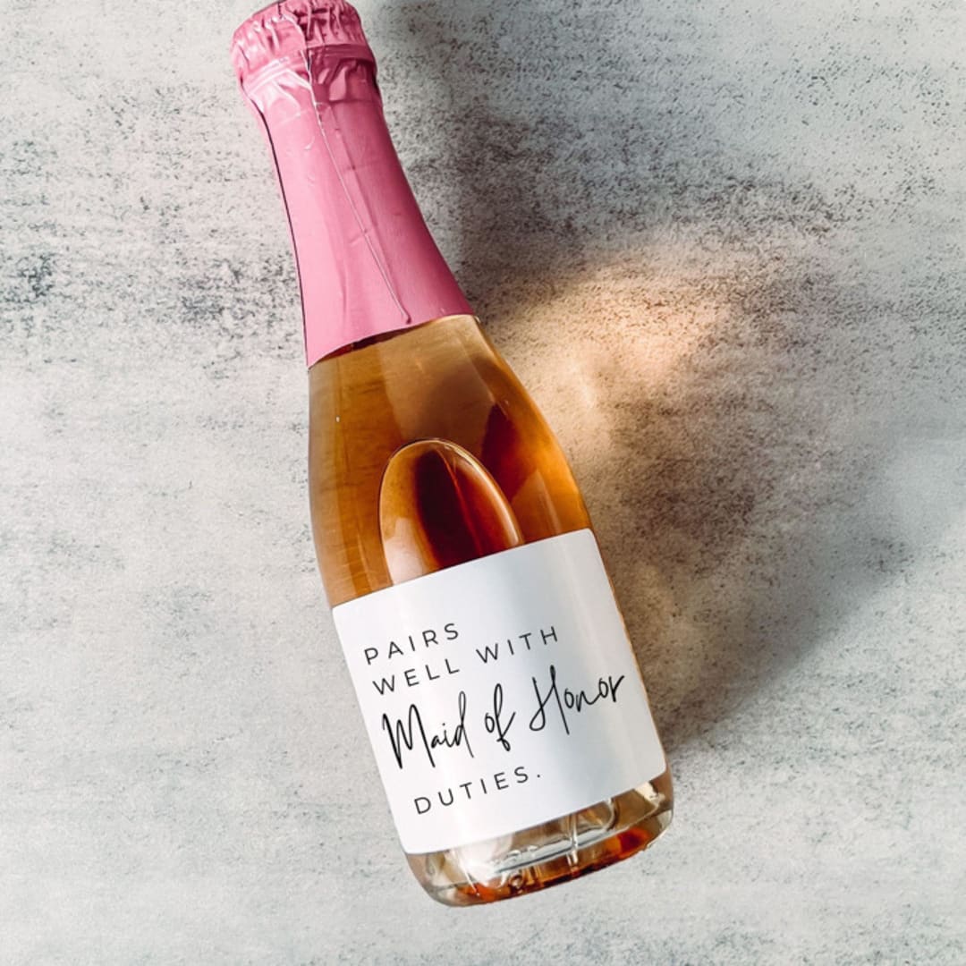 "Pairs well with Maid of Honor Duties Proposal Wine Label" - Bridesmaid Gifts in white by The Pretty Little Mess