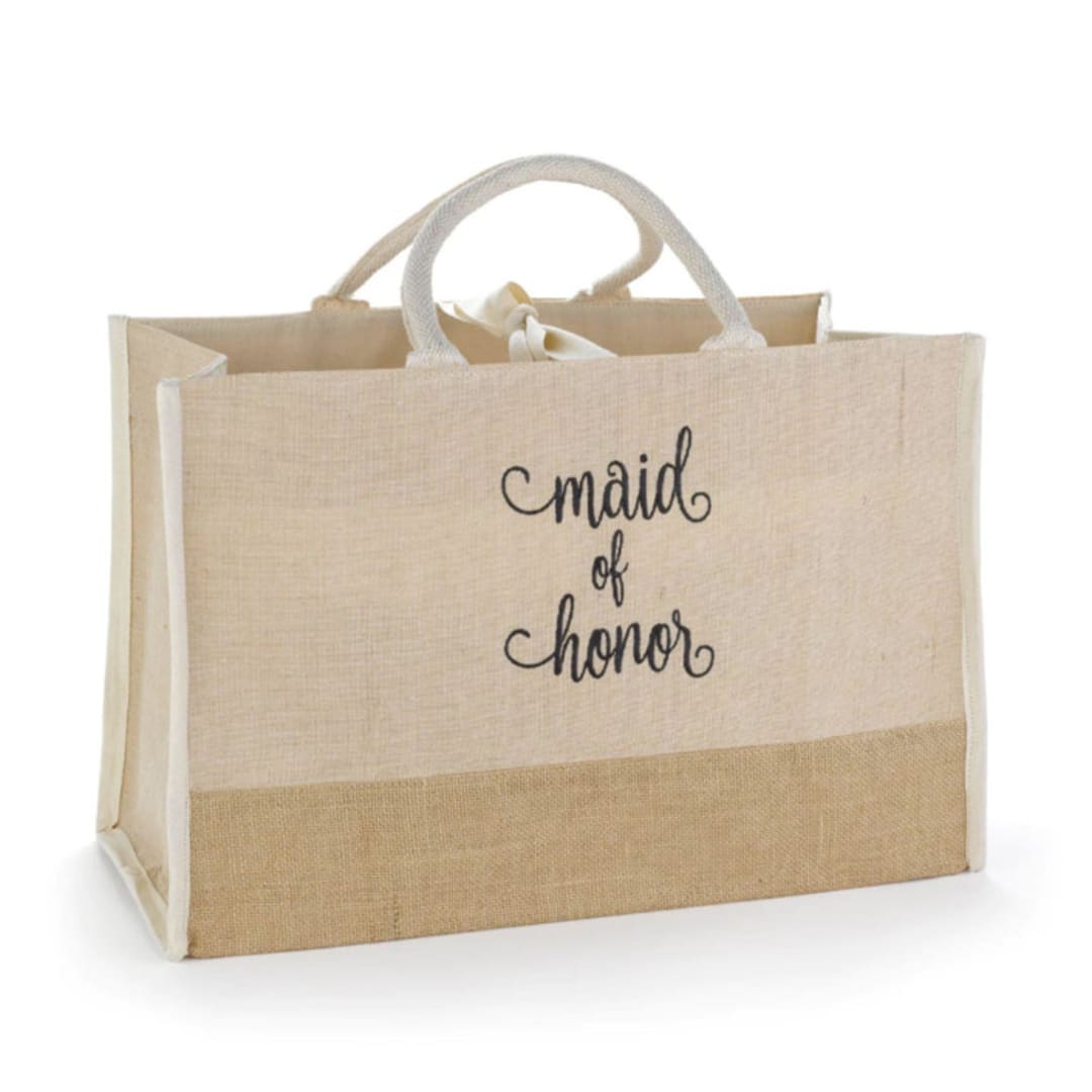 Maid of Honor Large Jute Tote Bag