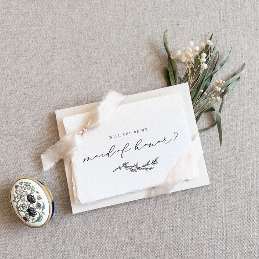 "Branch // deckled edge bridesmaid cards" - Bridesmaid Gifts in beige by Jen Simpson