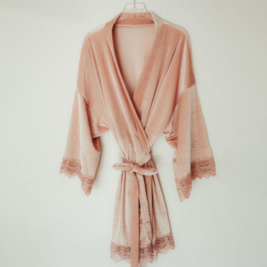 Blush Pink Velvet Robe