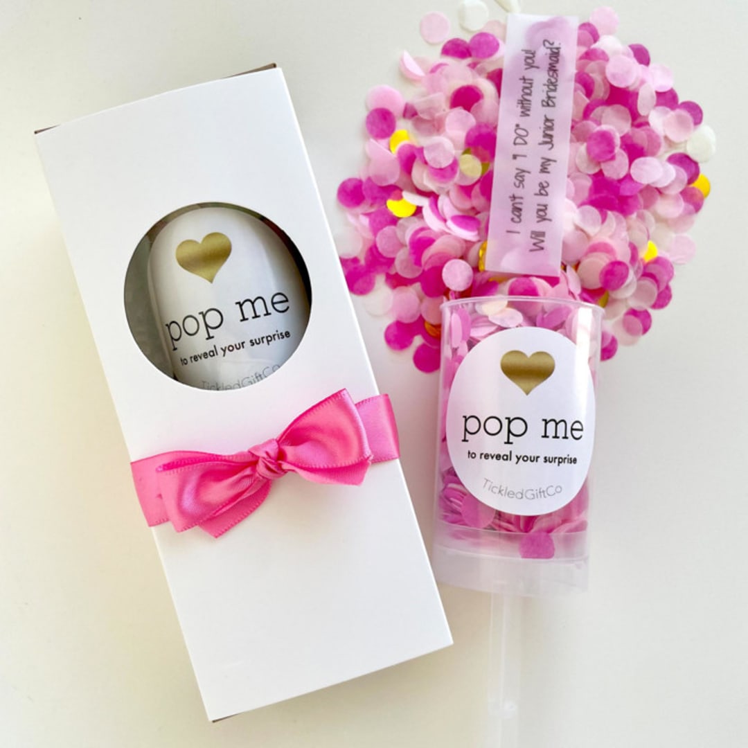 Junior Bridesmaid Confetti Popper Proposal - Pretty in Pink