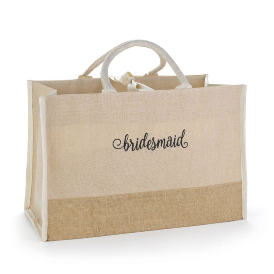 Bridesmaid Large Jute Tote Bag