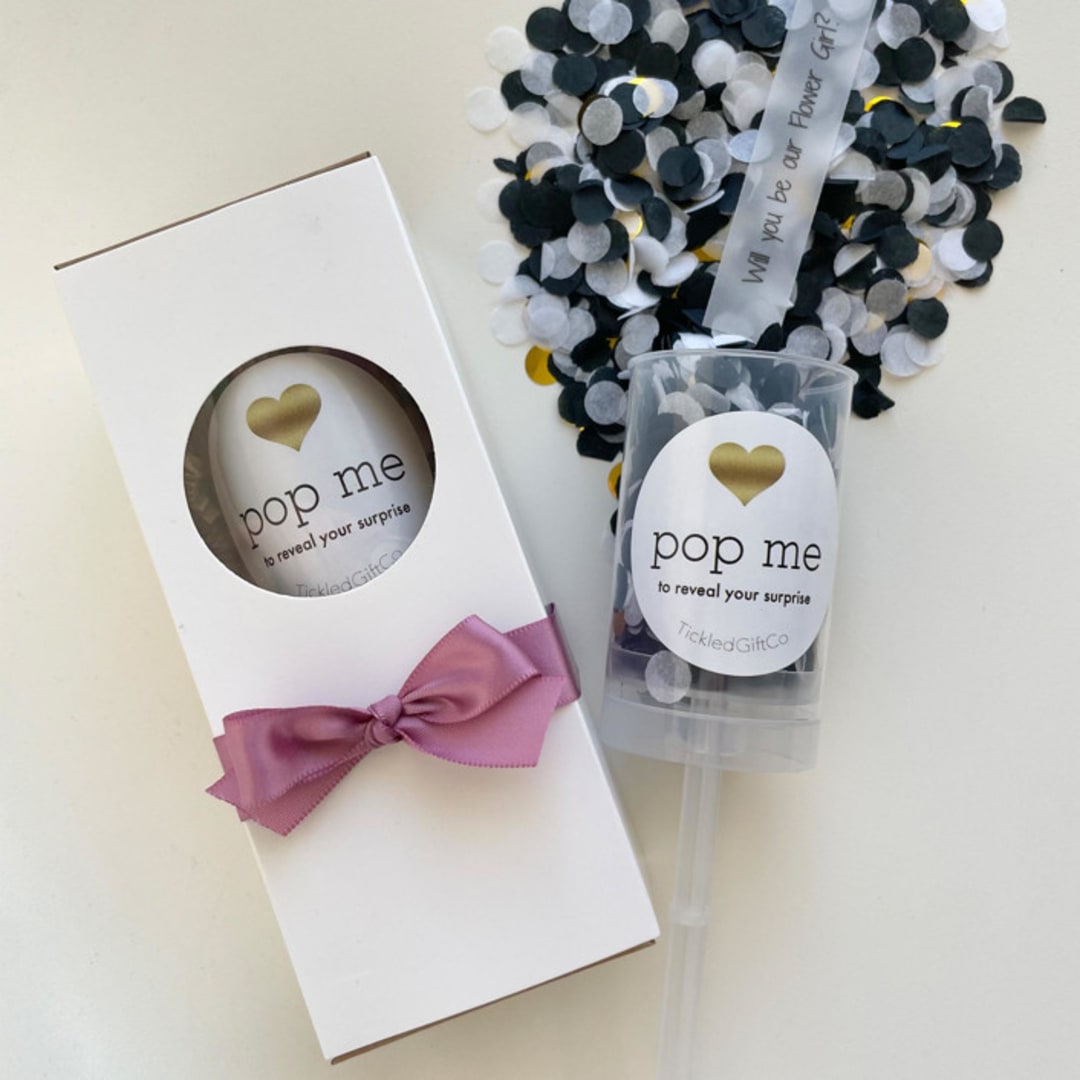 Flower Girl Confetti Popper Proposal - Black Gold