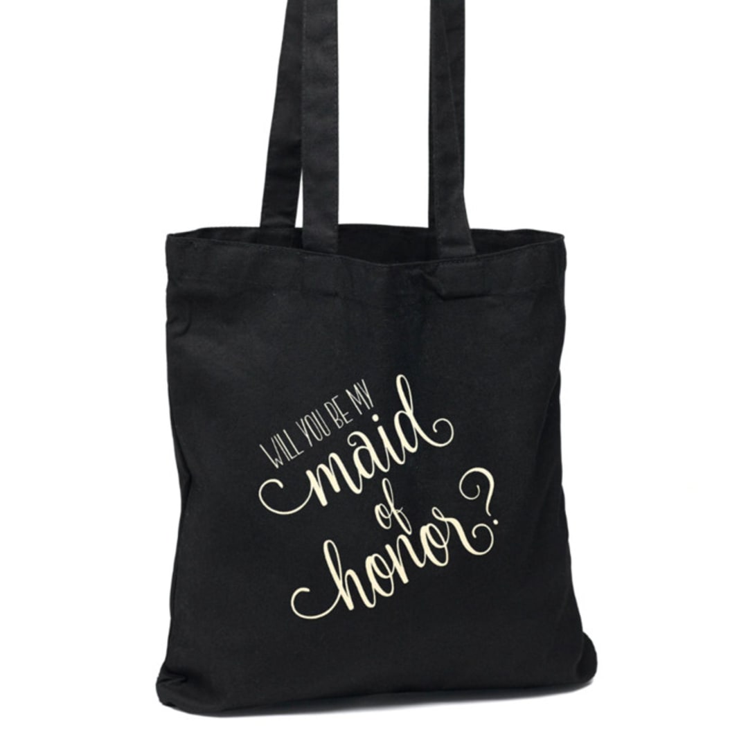 Will You Be My Maid of Honor? Black Tote Bag