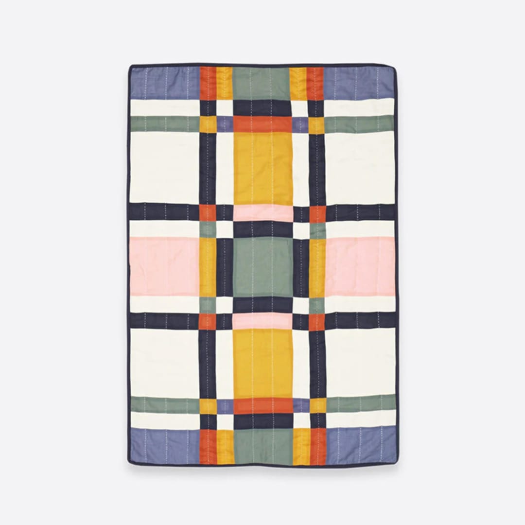"Small Patchwork Plaid Quilt Throw - Multi" - Blankets and Throws in multicolor by Anchal