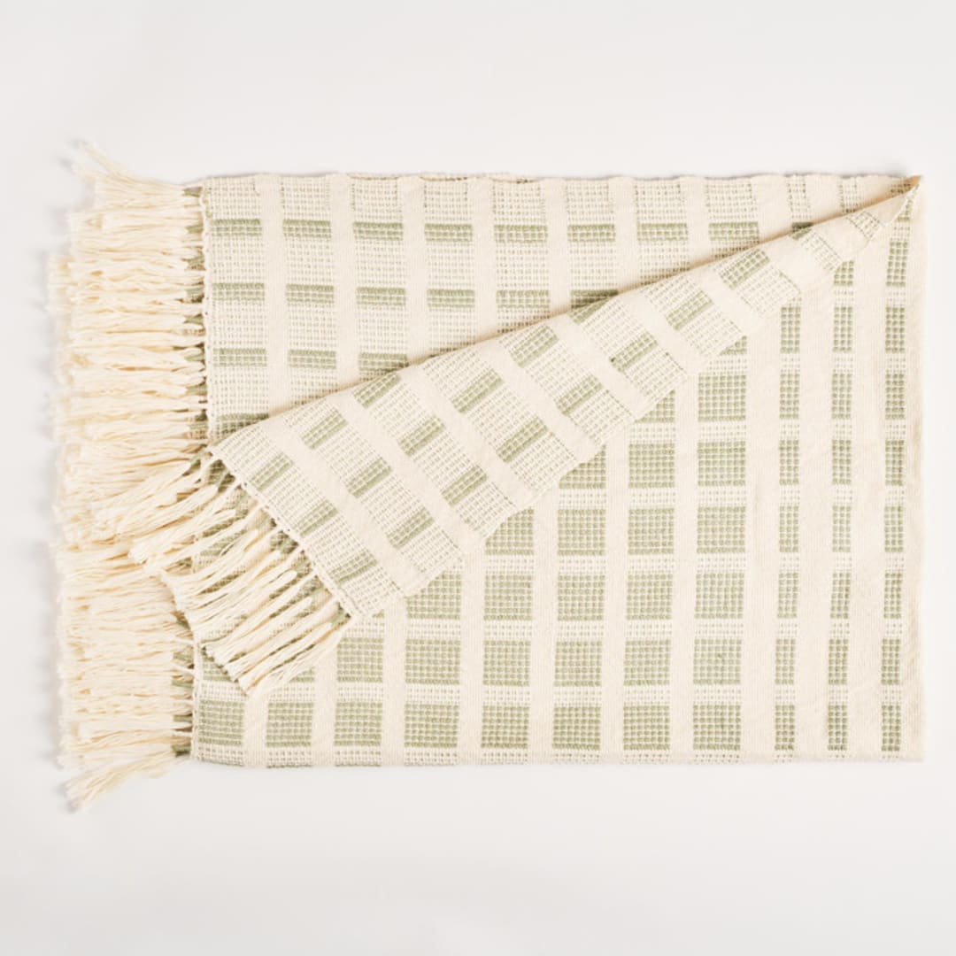 "Baru Small Throw  Sage Green" - Blankets and Throws in green by Tatiana Ordoñez