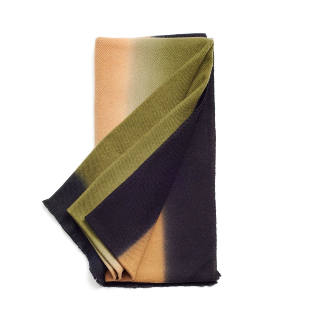 "Olyv Brown Green Handloom Merino Throw" - Blankets and Throws in green by Anjali Purohit