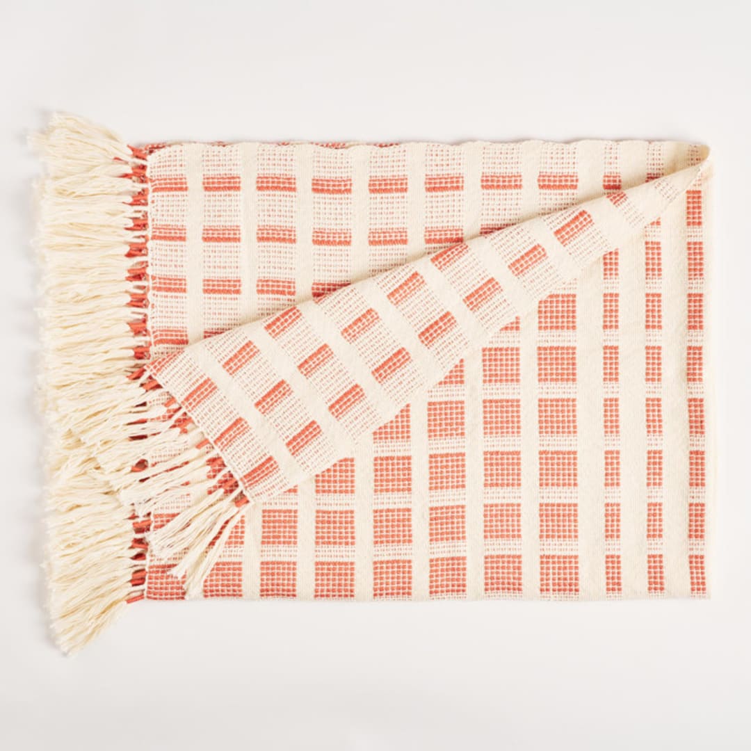 "Baru Small Throw  Terracotta Red" - Blankets and Throws in red by Tatiana Ordoñez