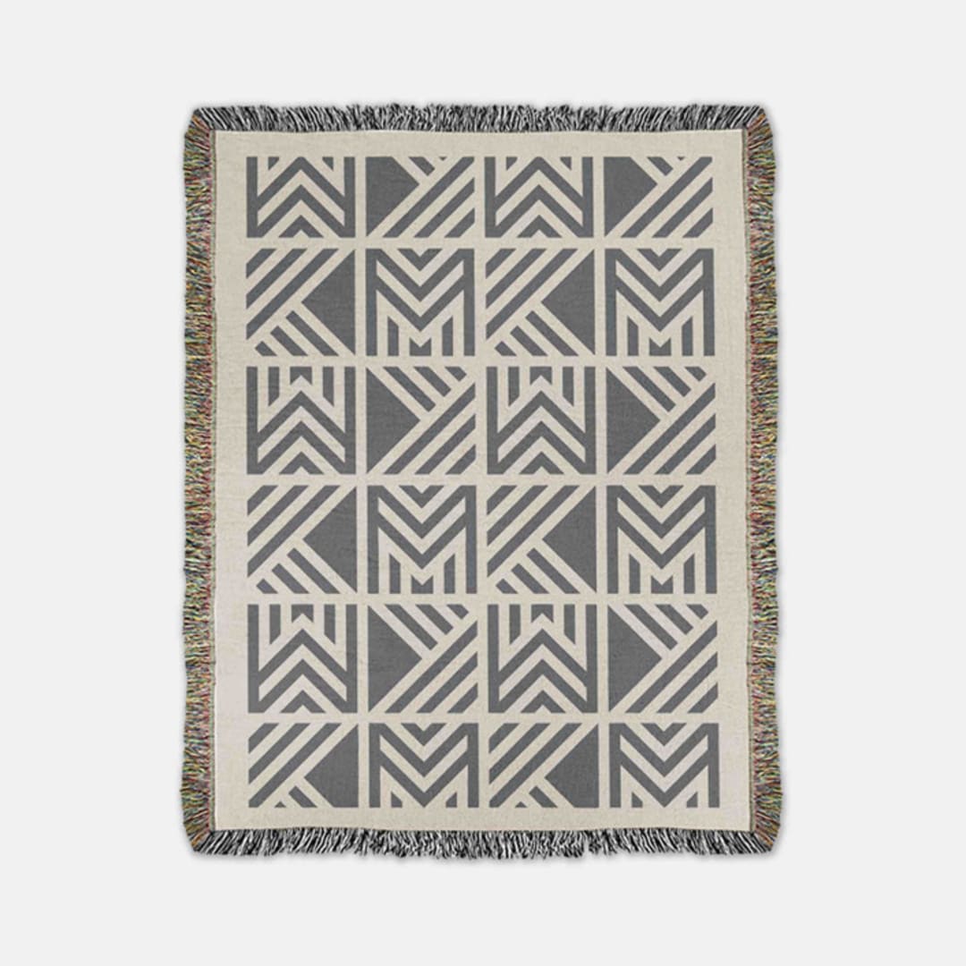 "Signet Throw Blanket - Natural/Charcoal Grey" - Blankets and Throws in gray by Karbon Market
