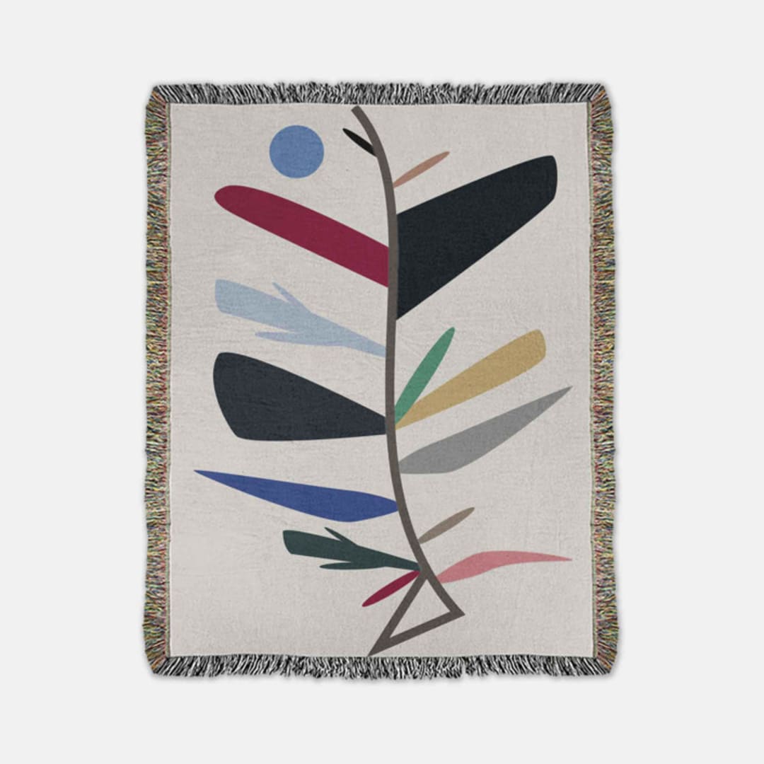 "Wild Leaf Throw" - Blankets and Throws in white by Karbon Market