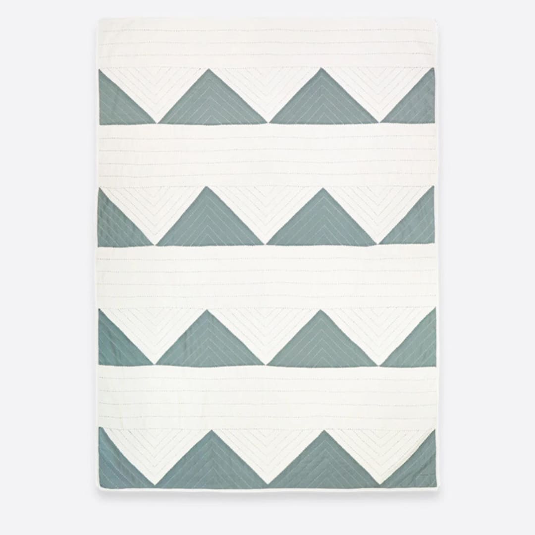 "Triangle Quilt Throw - Spruce" - Blankets and Throws in green by Anchal
