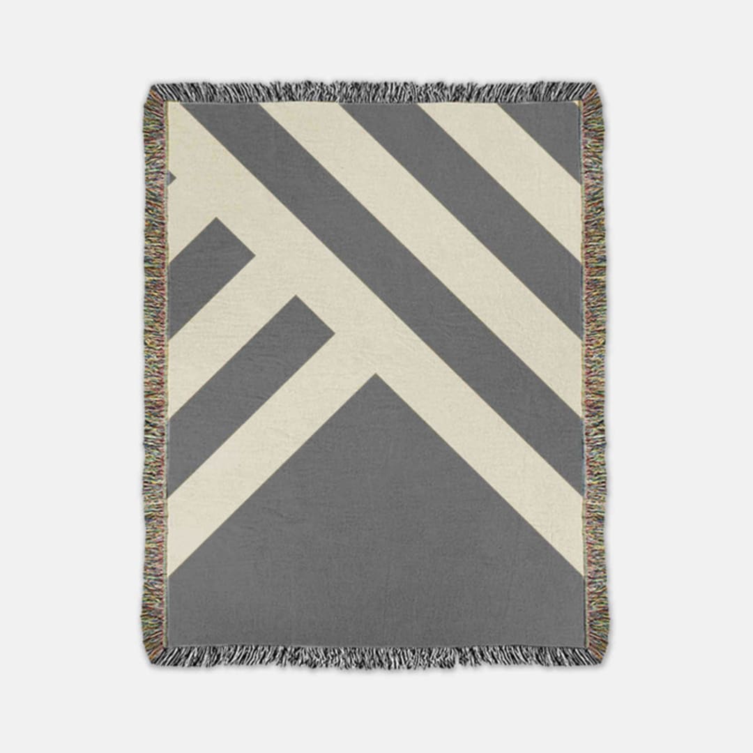"Grand Signet Throw - Natural/Charcoal Grey" - Blankets and Throws in gray by Karbon Market