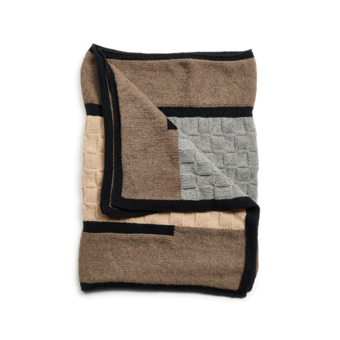 "Muhu Brown Gray Alpaca Throw" - Blankets and Throws in multicolor by Anjali Purohit