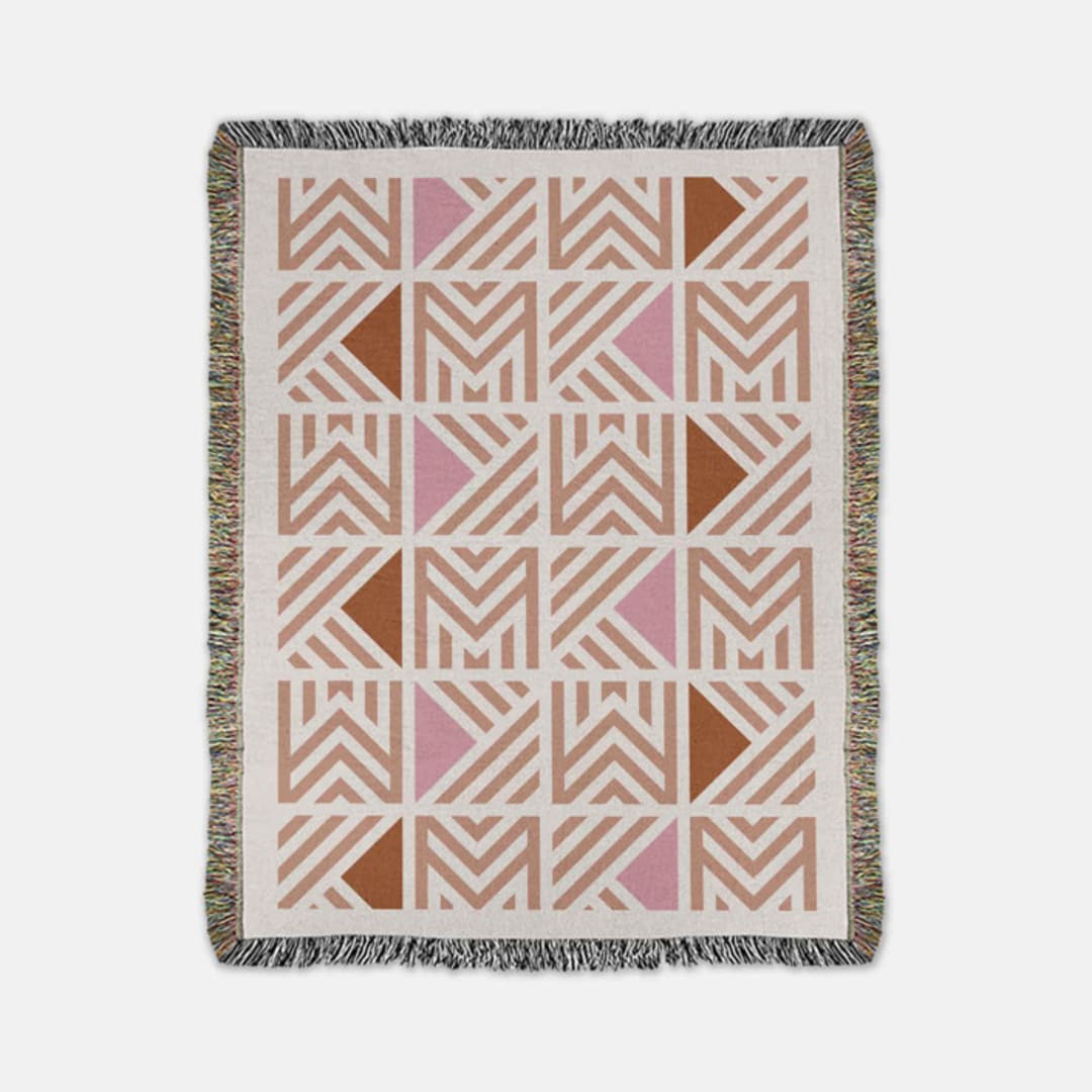 "Signet Throw Blanket - Quartz Multi" - Blankets and Throws in pink by Karbon Market