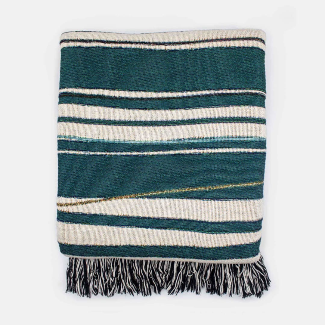 "Holiday Stripe-Mint" - Blankets and Throws in green by Karbon Market
