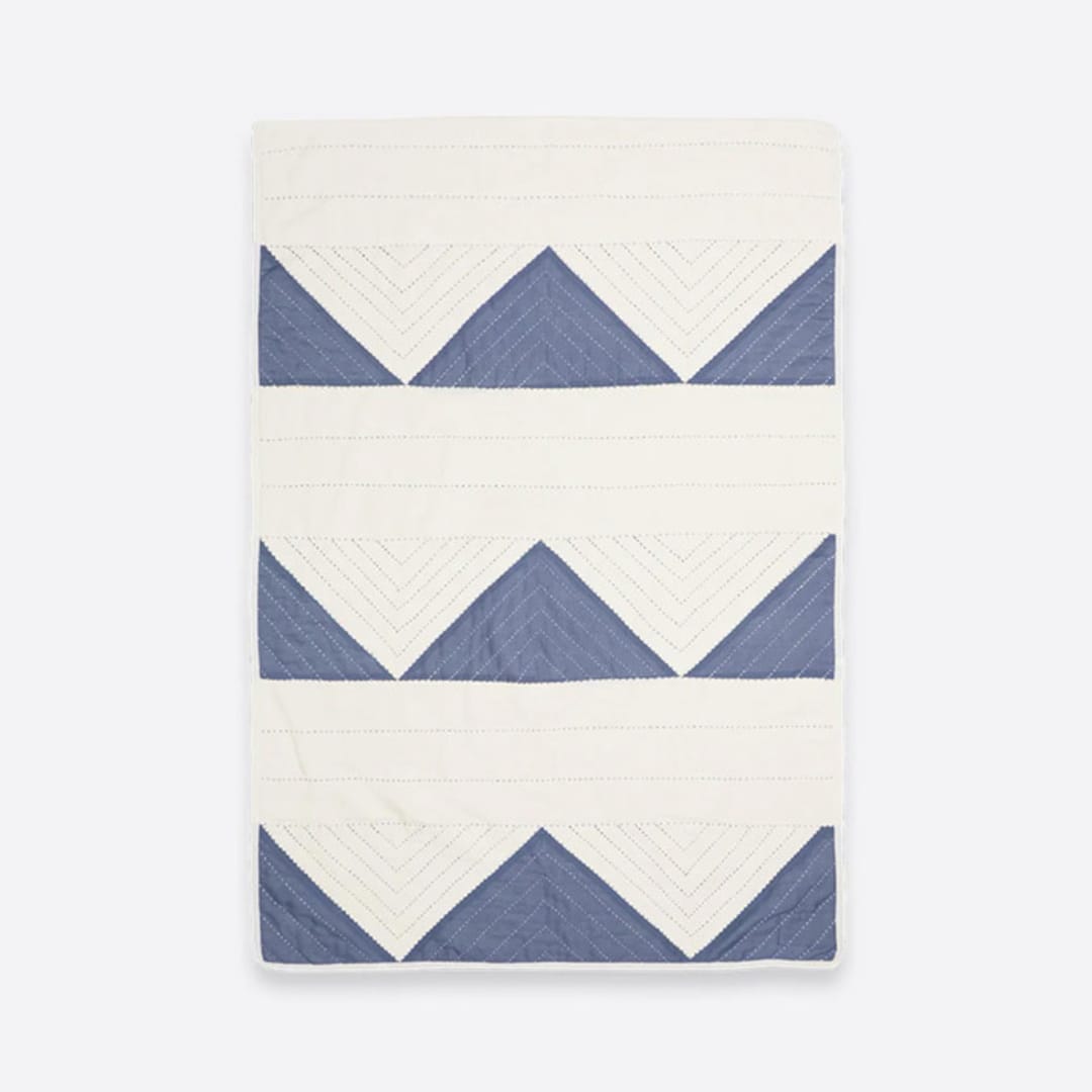 "Small Triangle Quilt Throw - Slate" - Blankets and Throws in blue by Anchal
