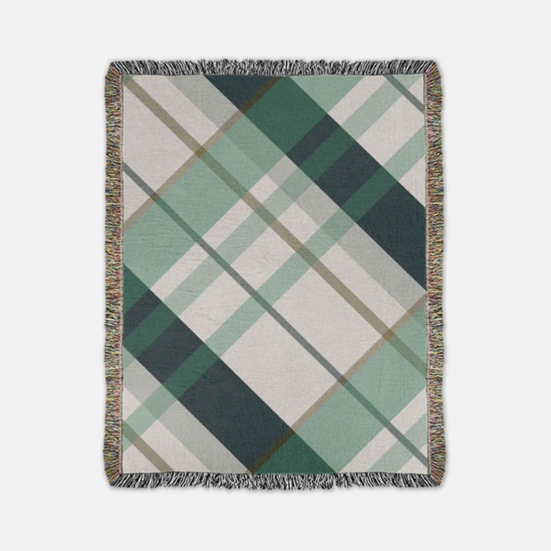 "Holiday Plaid-Mint" - Blankets and Throws in green by Karbon Market