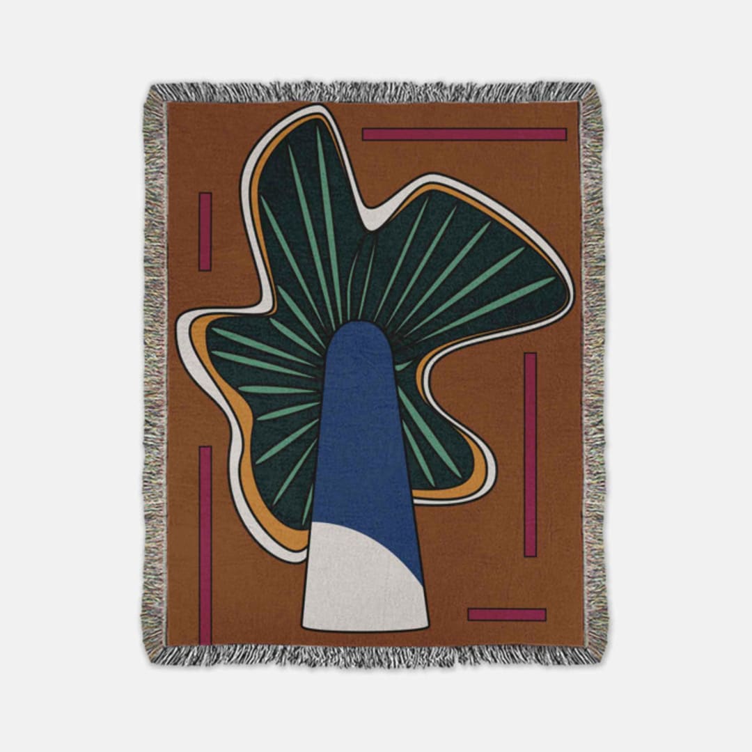 "Wild Mushroom Throw Blanket" - Blankets and Throws in brown by Karbon Market
