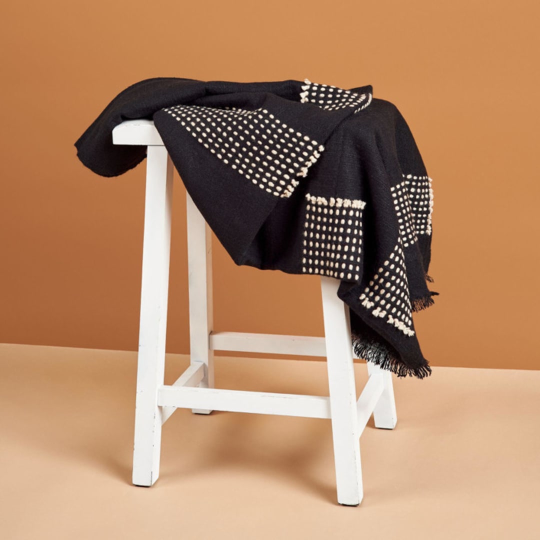 "Walnut Black Yak Throw" - Blankets and Throws in black by Anjali Purohit