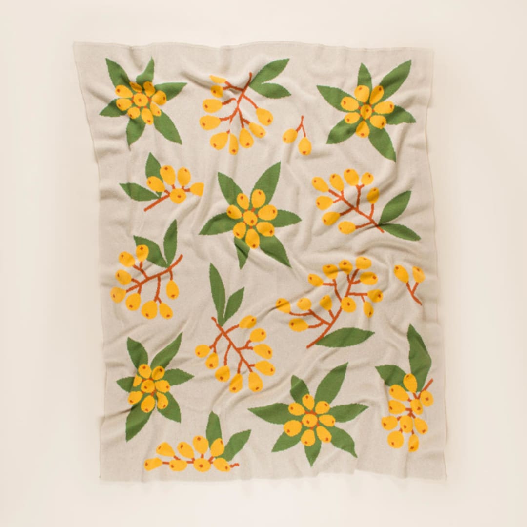 "Loquat Throw Blanket" - Blankets and Throws in yellow by Superstitchous
