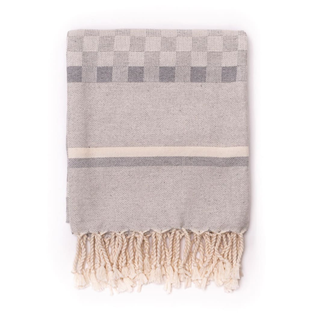 "Logan Towel - Mushroom Gray" - Blankets and Throws in gray by HOUSE NO.23