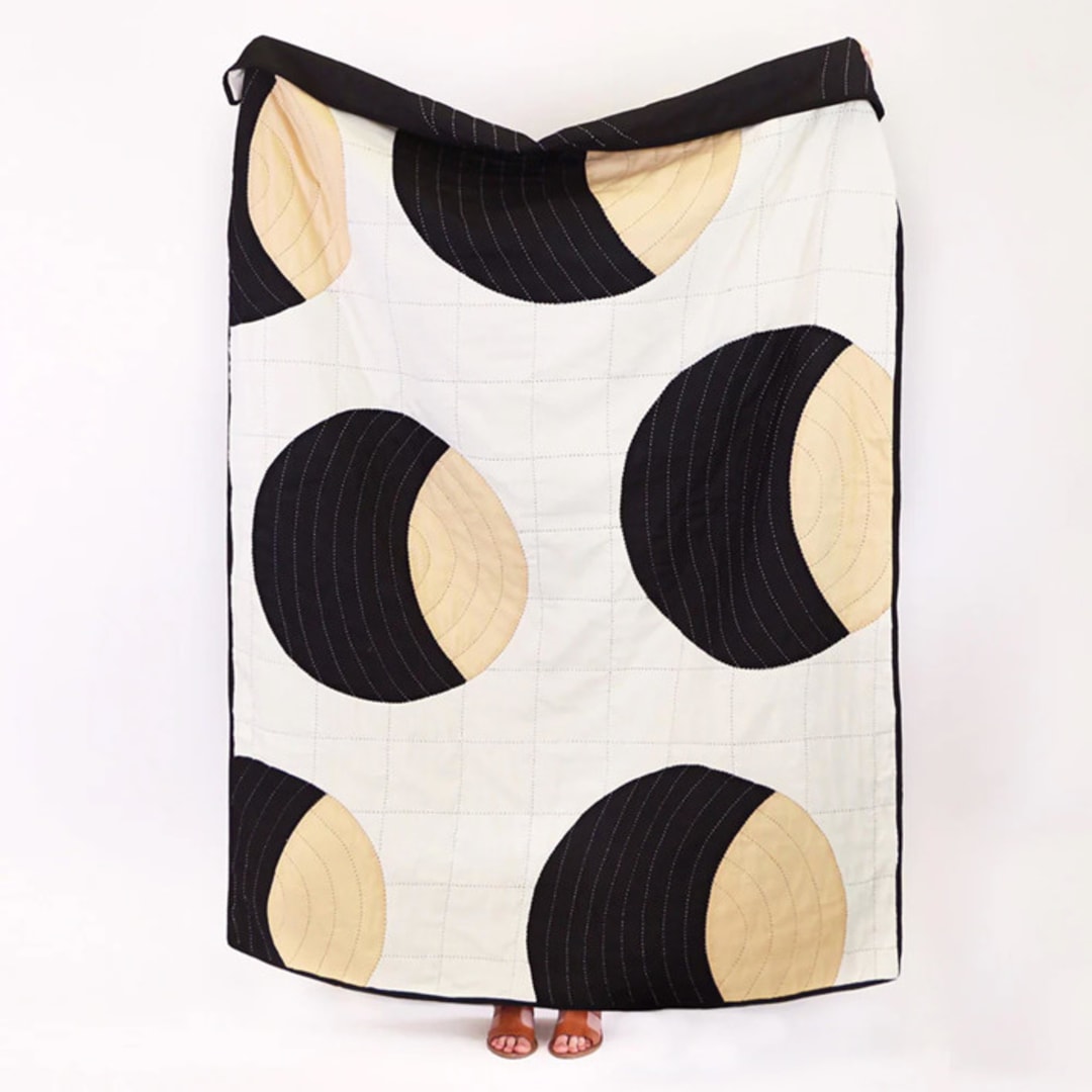 "Crescent Lattice Quilt Throw" - Blankets and Throws in black by Anchal