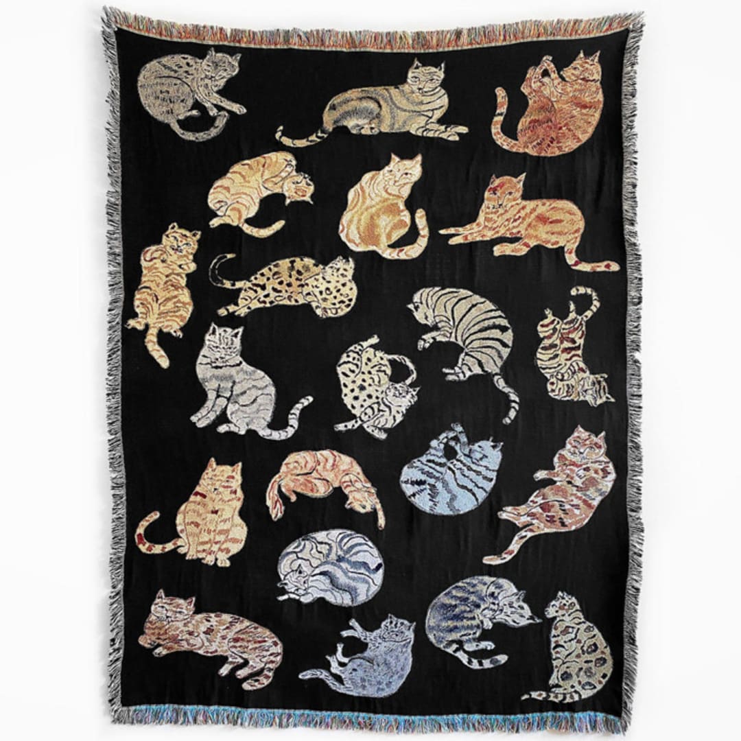 "Night Cats Blanket" - Blankets and Throws in black by Olivia Wendel
