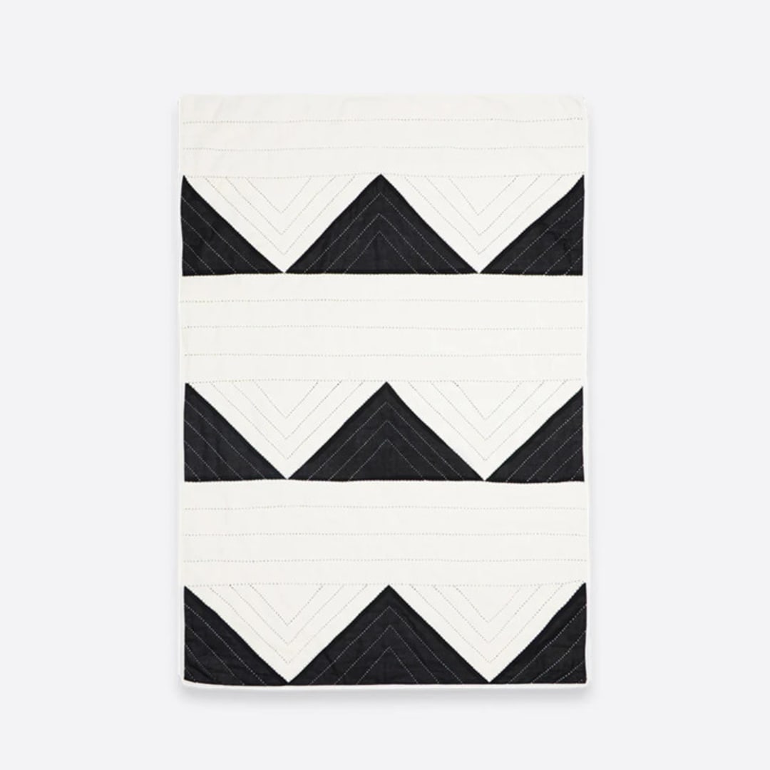 "Small Triangle Quilt Throw - Charcoal" - Blankets and Throws in black by Anchal