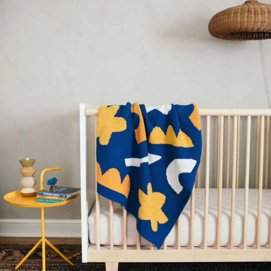 "Happy Habitat Mini Throw - Shapes at Play Royal" - Blankets and Throws in multicolor by Ampersand Design Studio