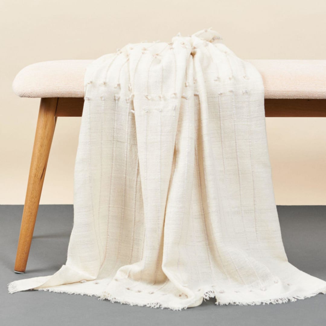 "Chalk Merino Throw" - Blankets and Throws in white by Anjali Purohit