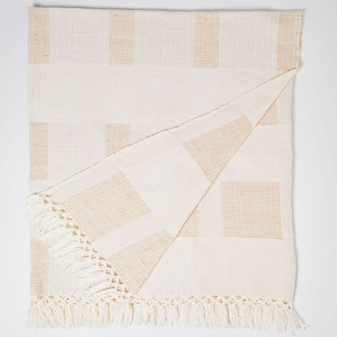 "Sumapaz Large Throw in Nieve Cream" - Blankets and Throws in beige by Tatiana Ordoñez