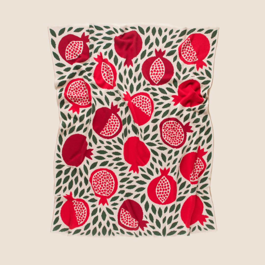 "Pomegranate Throw Blanket" - Blankets and Throws in red by Superstitchous