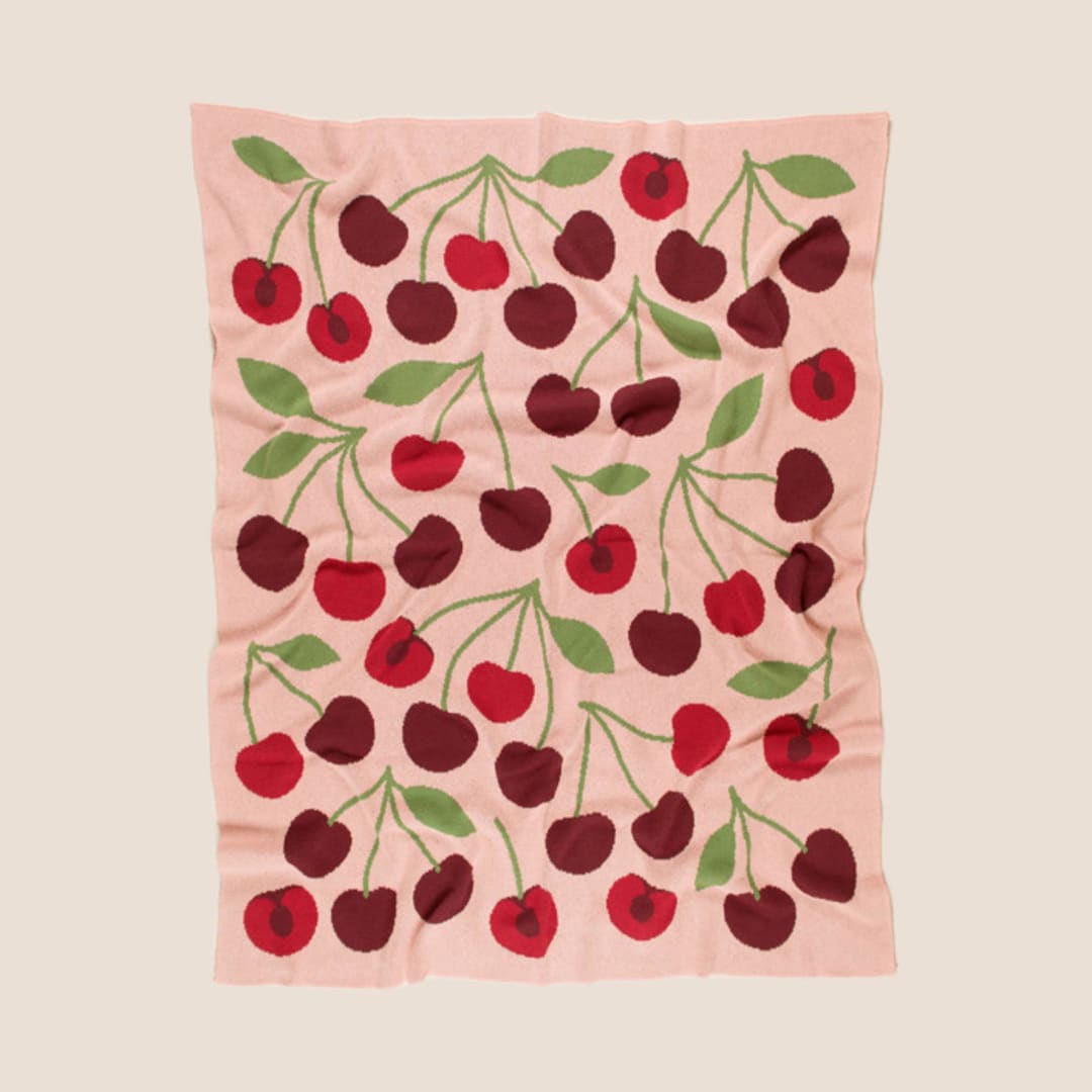 "Cherry Throw Blanket" - Blankets and Throws in red by Superstitchous