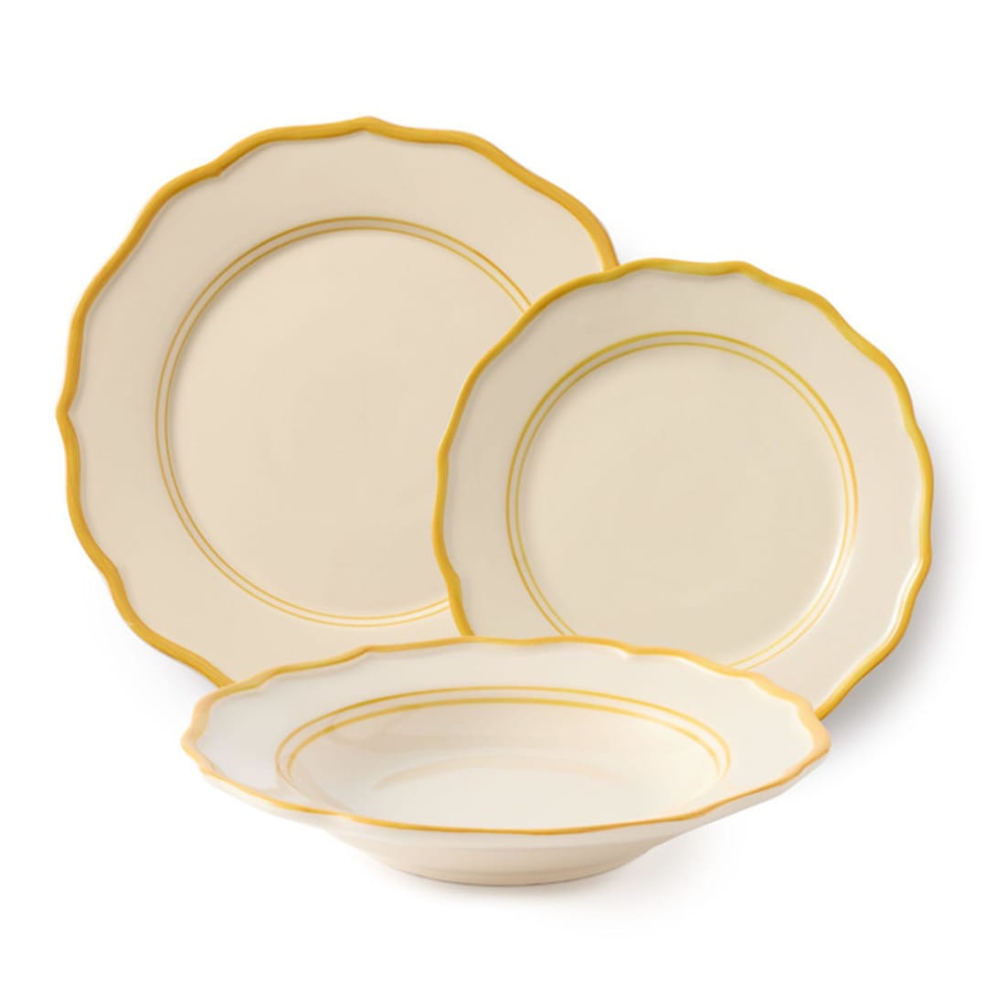 "Giovanna 12 Piece Set with Pasta Bowl" - Dining Bowls in yellow by Maison Madison