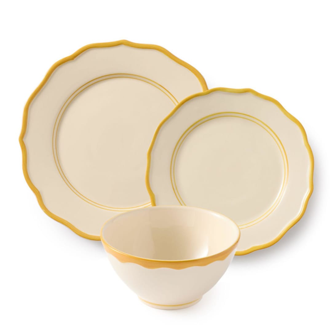 "Giovanna 12 Piece Set with Cereal Bowl" - Dining Bowls in yellow by Maison Madison