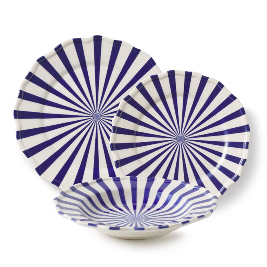 "Mafalda 12 Piece Set with Pasta Bowl" - Dining Bowls in blue by Maison Madison