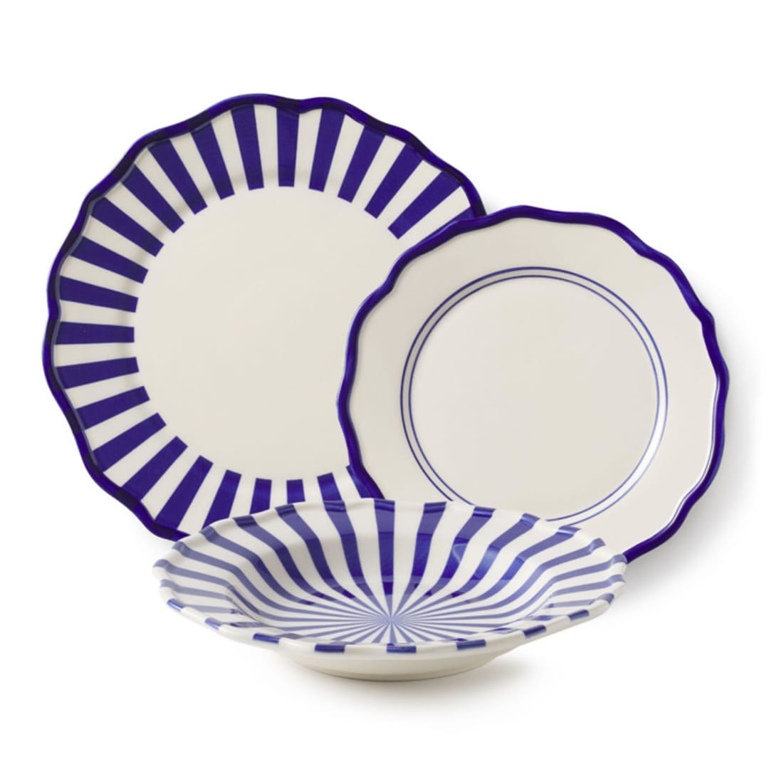 "Mixed 12 Piece Dinnerware Set with Pasta Bowl 3" - Dining Bowls in blue by Maison Madison