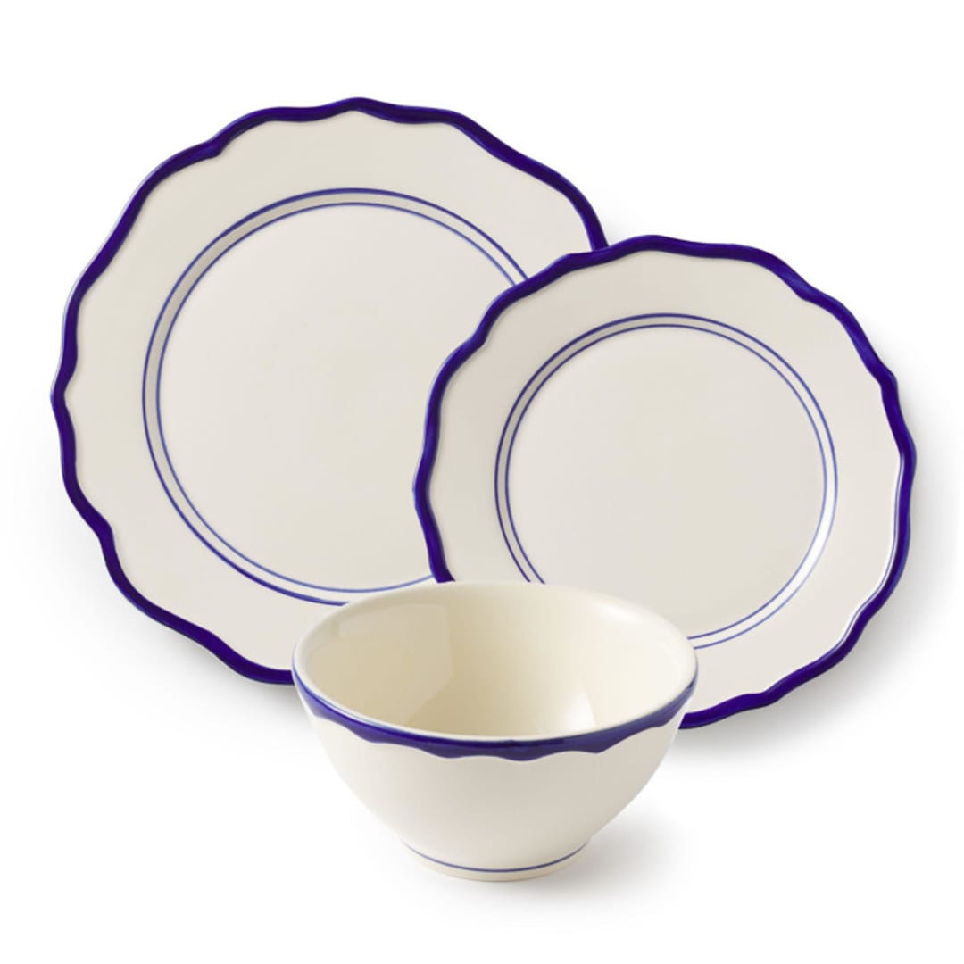 "Jane 12 Piece Dinnerware Set with Cereal Bowl" - Dining Bowls in blue by Maison Madison