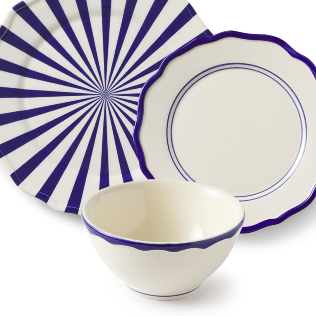 "Mixed 12 Piece Dinnerware Set with Cereal Bowl 2" - Dining Bowls in blue by Maison Madison