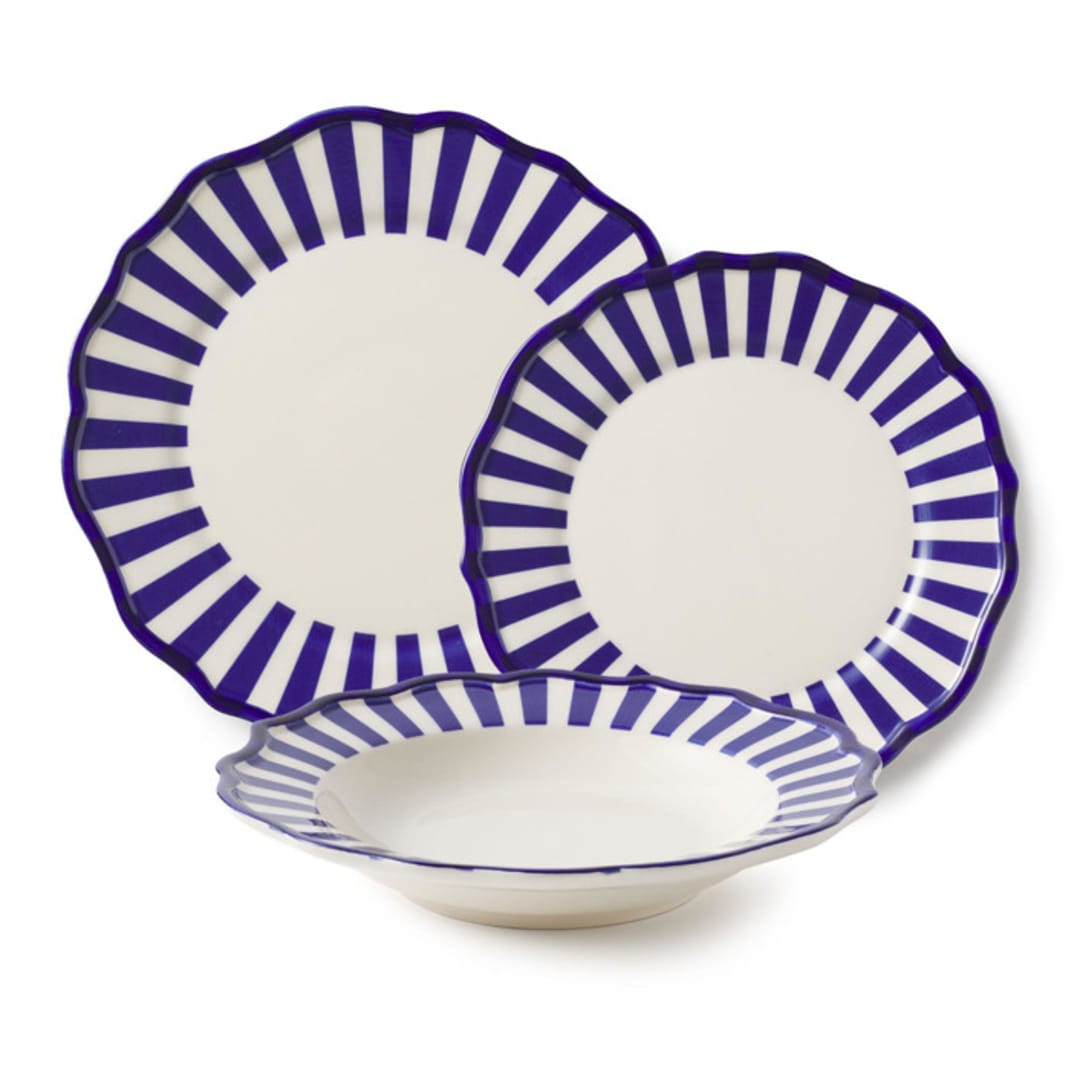 "Riviera 12 Piece Set with Pasta Bowl" - Dining Bowls in blue by Maison Madison