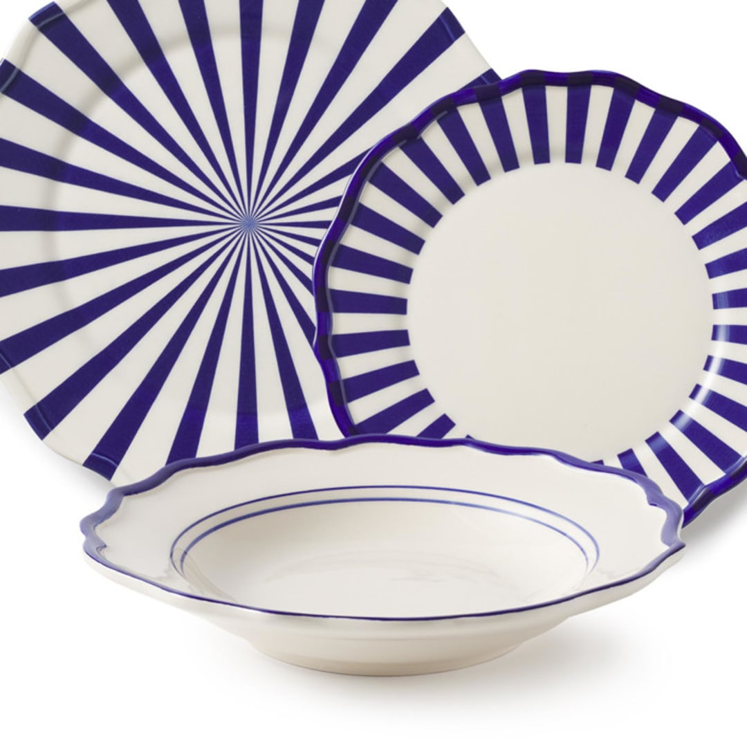 "Mixed 12 Piece Dinnerware Set with Pasta Bowl 1" - Dining Bowls in blue by Maison Madison